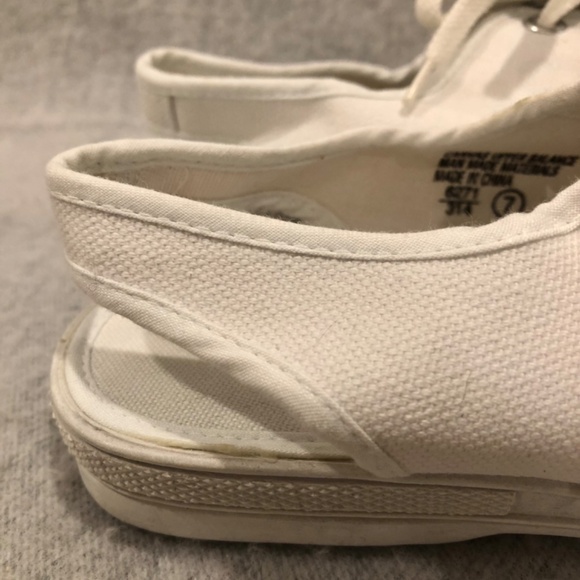 White Canvas Peep Toe Slingback Sneakers - Picture 11 of 16